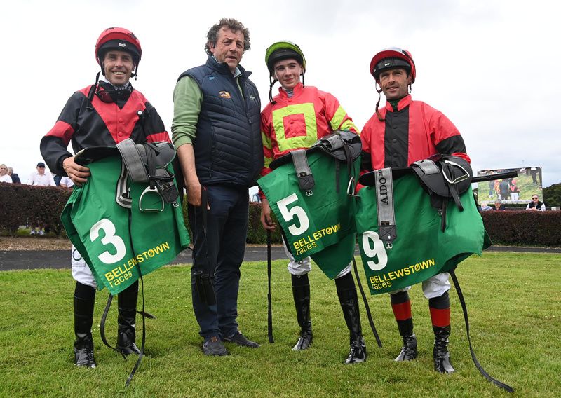 Ado McGuinness with winner Patrick McGettigan (number 5), runner-up Leigh Roche (3) and third-placed Rory Cleary (9)