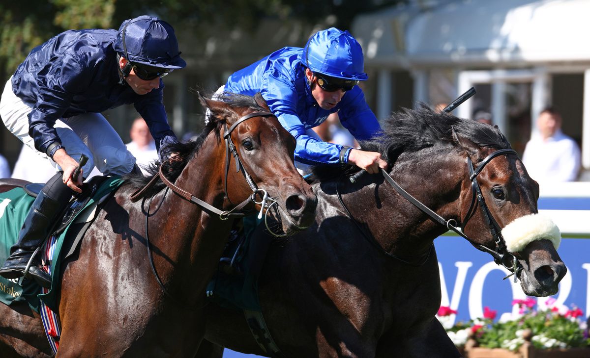 Al Hudaiba and William Buick (right) winning at Newmarket