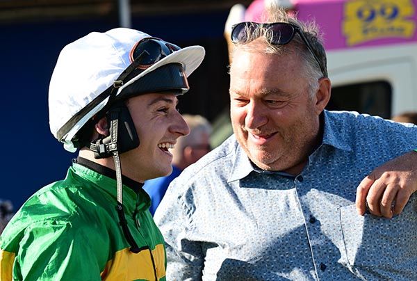 Peter Smithers and Eoin Griffin all smiles after the win of Splashing Out
