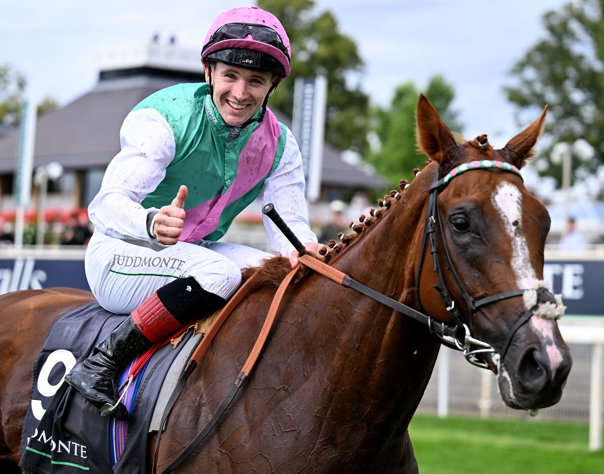York 19-August-2026All smiles.... Item and Colin Keane after win for trainer Andrew Balding.Healy Racing