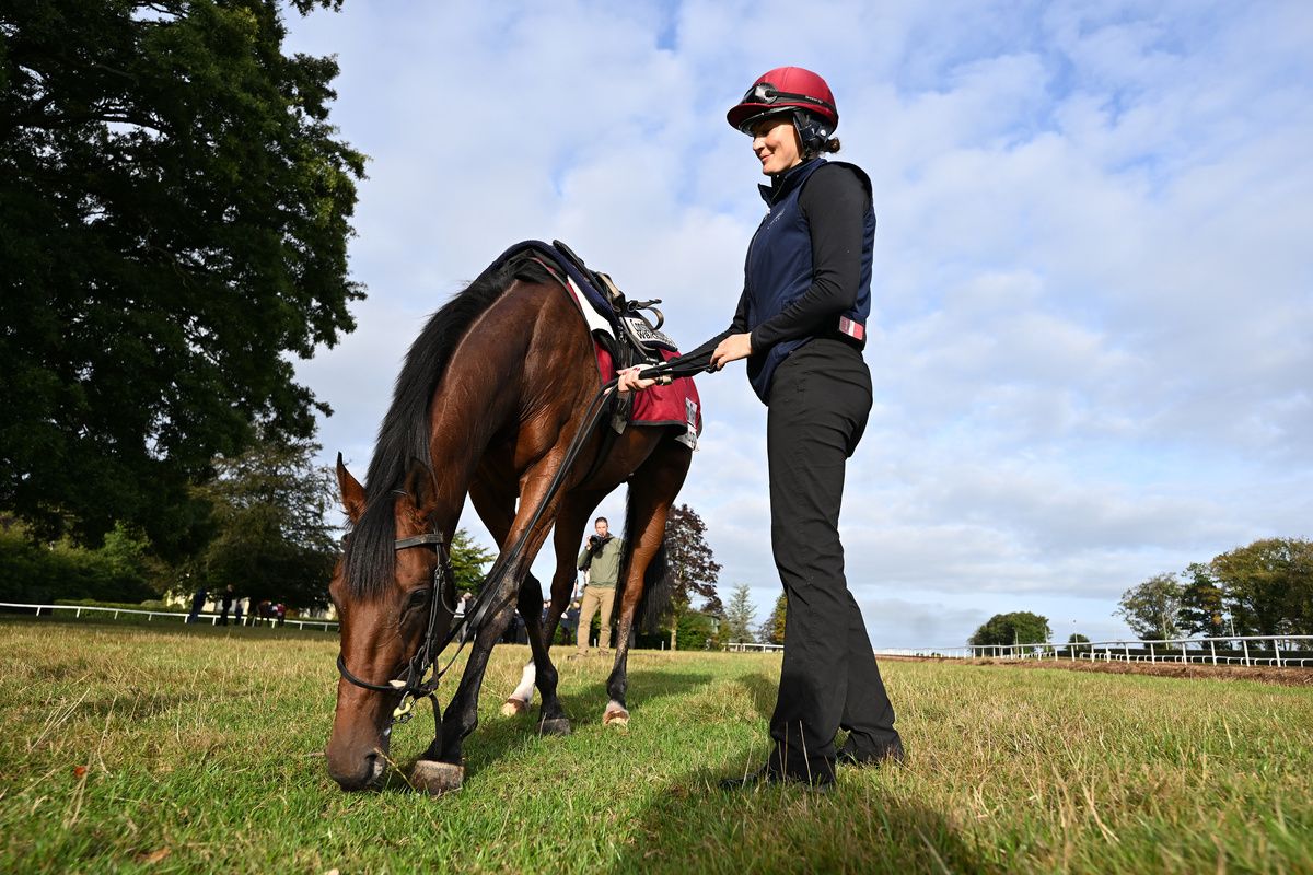 Constitution River and Rachel Richardson at the Irish Champions Weekend Media Morning with trainer Aidan O'Brien 