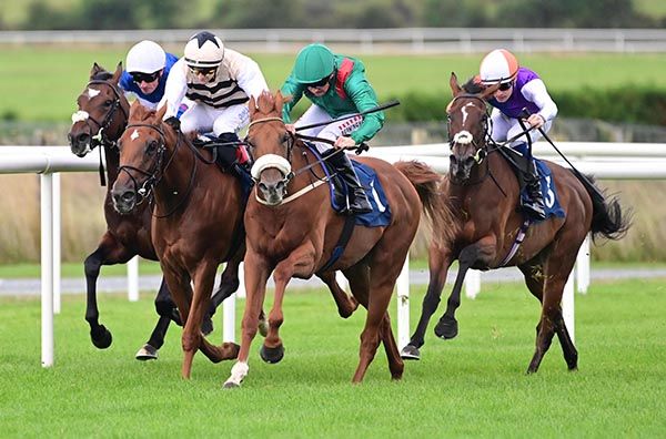 Hazdann and Chris Hayes on the way to winning the Lecarrow Race for Dermot Weld at Roscommon