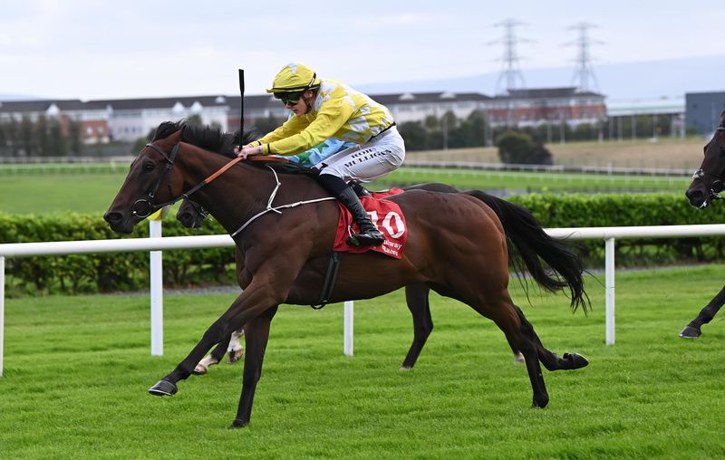 Bang Po and Rory Mulligan on the way to winning for trainer Liam McAteer at Galway this evening