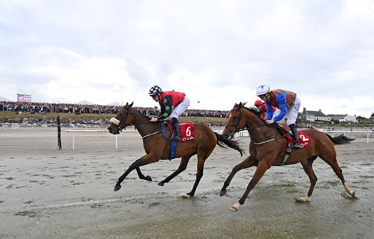 Goldrush Kid and Jack Kearney (left) win for trainer Pat Magee at Laytown this afternoon 