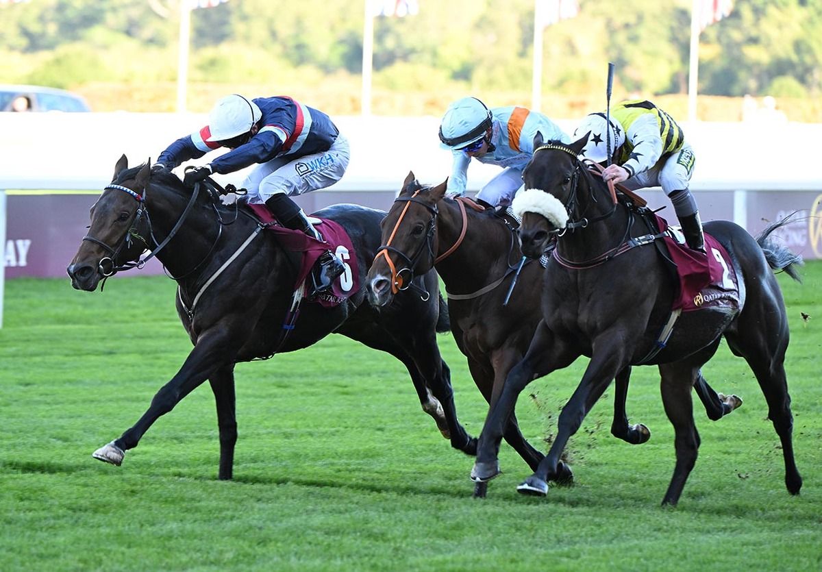 Night In Vegas and Charlie Bishop (white cap) beat  Arapaho Gold (noseband) and Satellite Of Love 