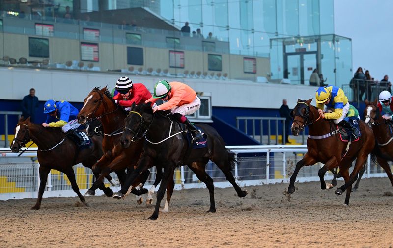 Roman Harry and Paddy Harnett (quartered cap) win for trainer Shane Duffy at Dundalk
