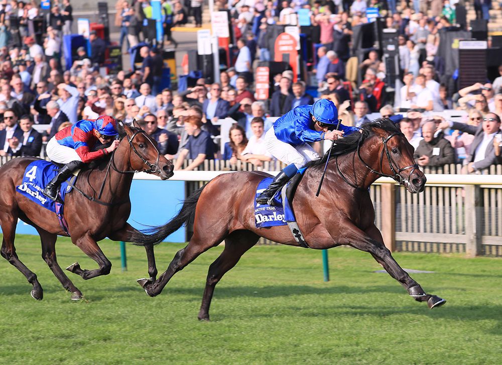 Native Trail (William Buick) winning the Darley Dewhurst Stakes at Newmarket